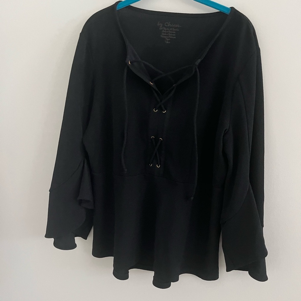 Chico's Black Lace-Up Top